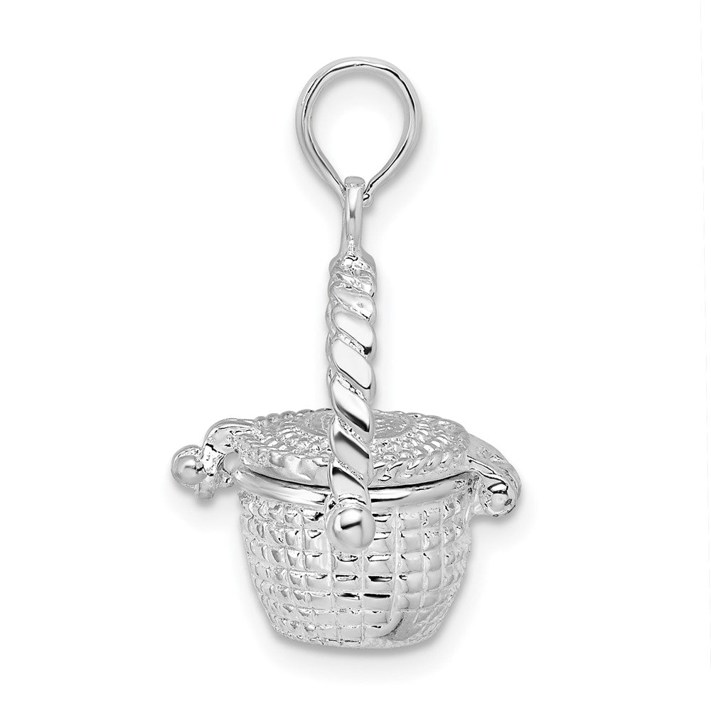 Sterlingsilber De-ani Rhodiniert Beweglich 3d Nantucket Korb Anhänger