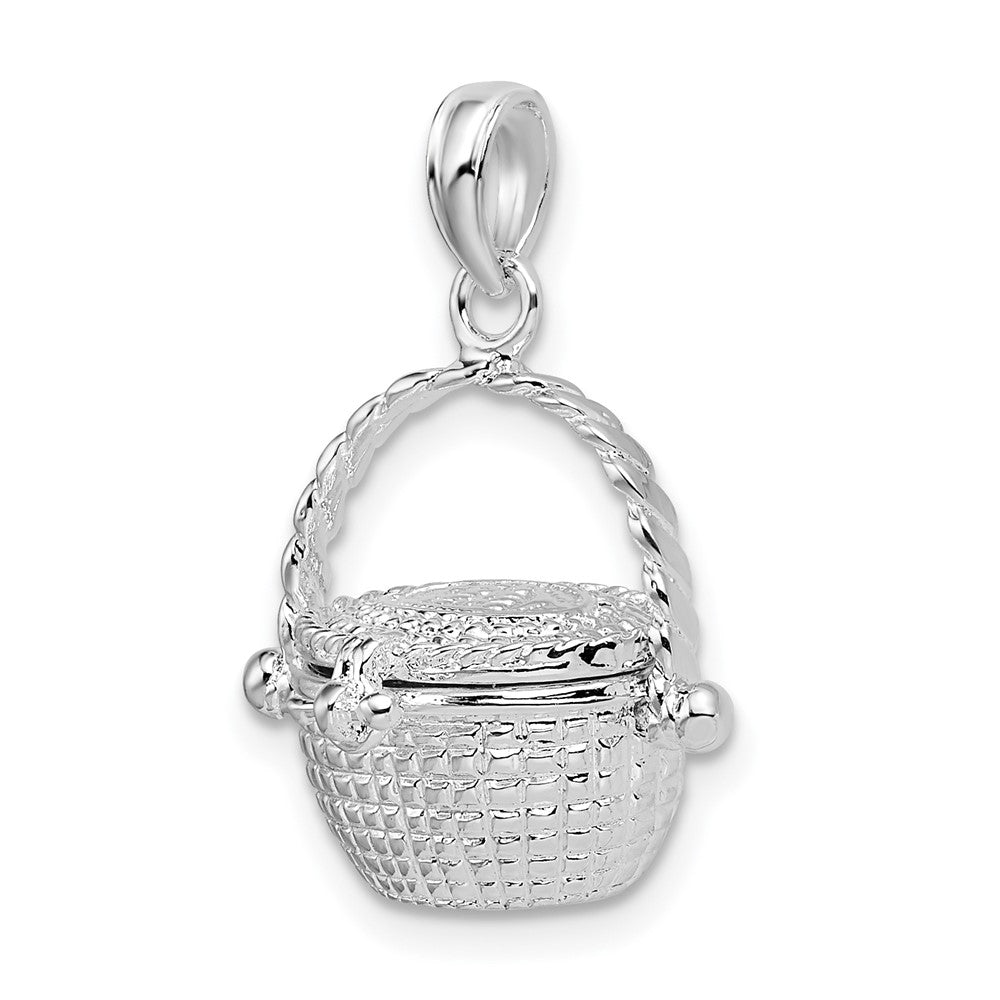 Sterlingsilber De-ani Rhodiniert Beweglich 3d Nantucket Korb Anhänger