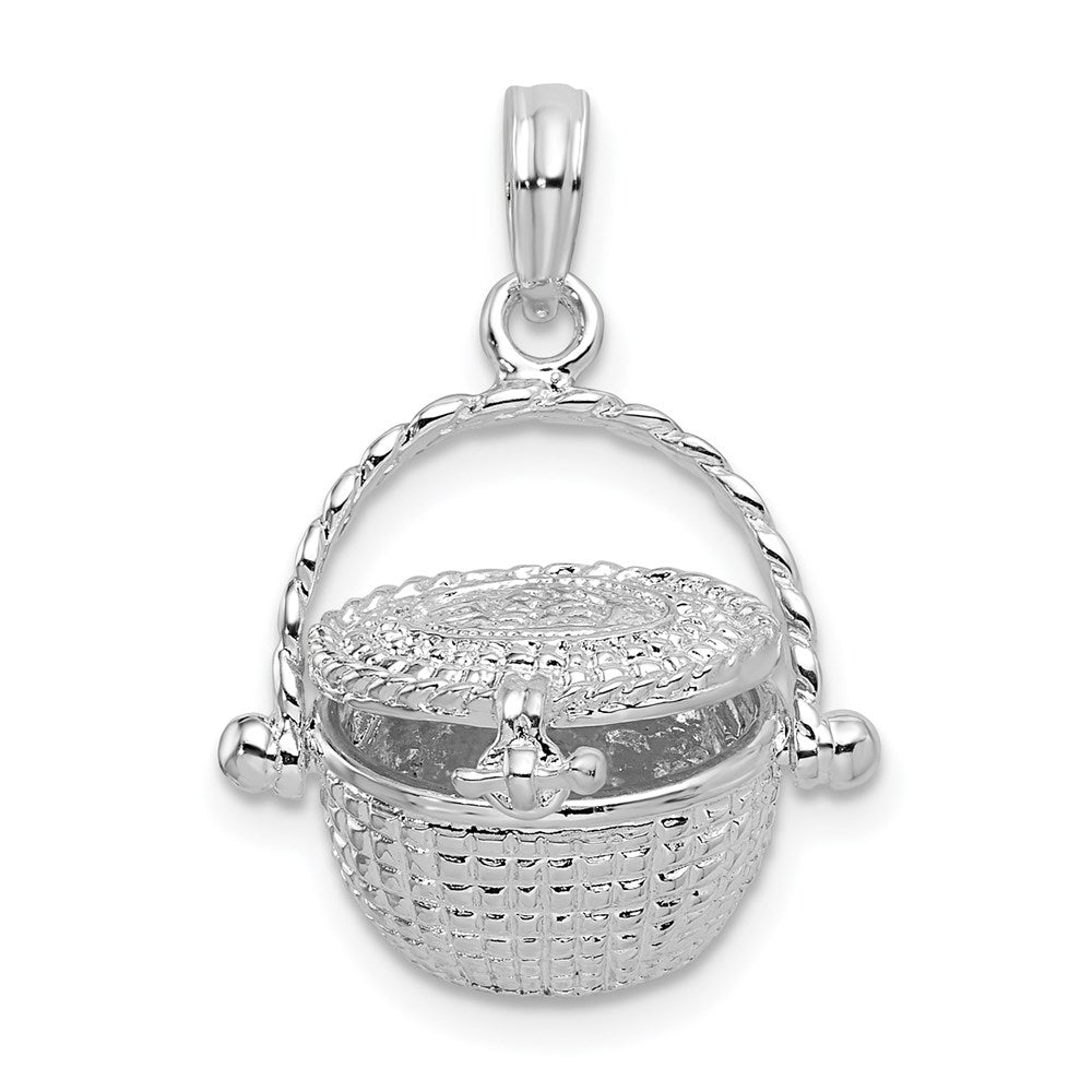 Sterlingsilber De-ani Rhodiniert Beweglich 3d Nantucket Korb Anhänger