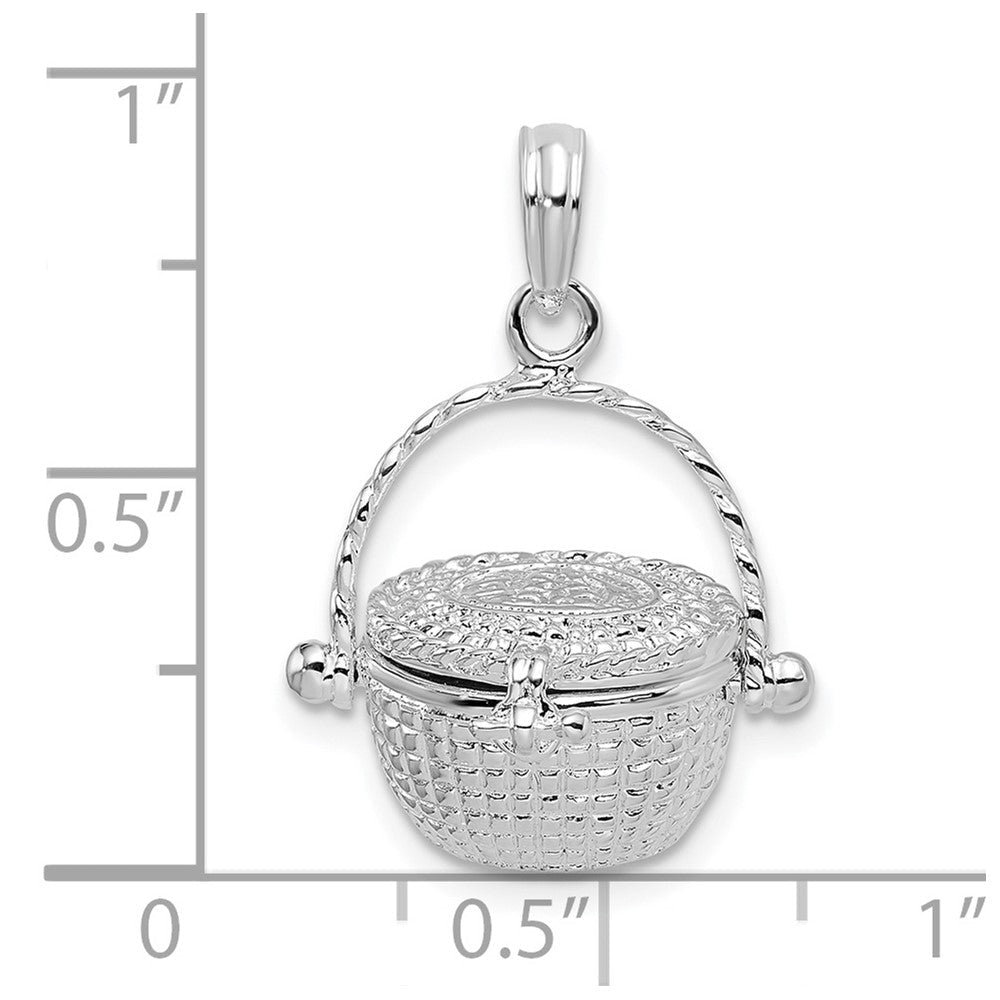 Sterlingsilber De-ani Rhodiniert Beweglich 3d Nantucket Korb Anhänger