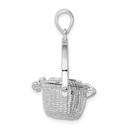 Sterlingsilber De-ani Rhodiniert Beweglich 3d Nantucket Korb Anhänger