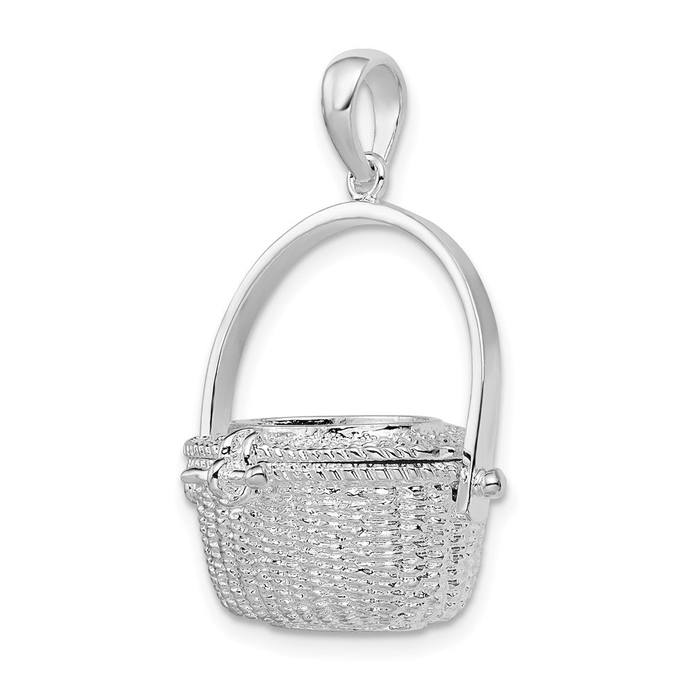 Sterlingsilber De-ani Rhodiniert Beweglich 3d Nantucket Korb Anhänger