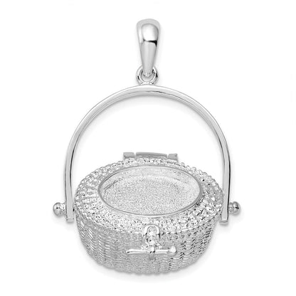 Sterlingsilber De-ani Rhodiniert Beweglich 3d Nantucket Korb Anhänger