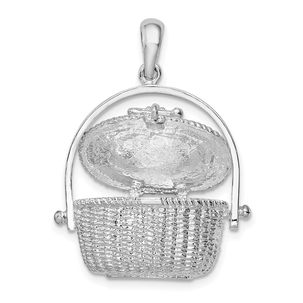 Sterlingsilber De-ani Rhodiniert Beweglich 3d Nantucket Korb Anhänger