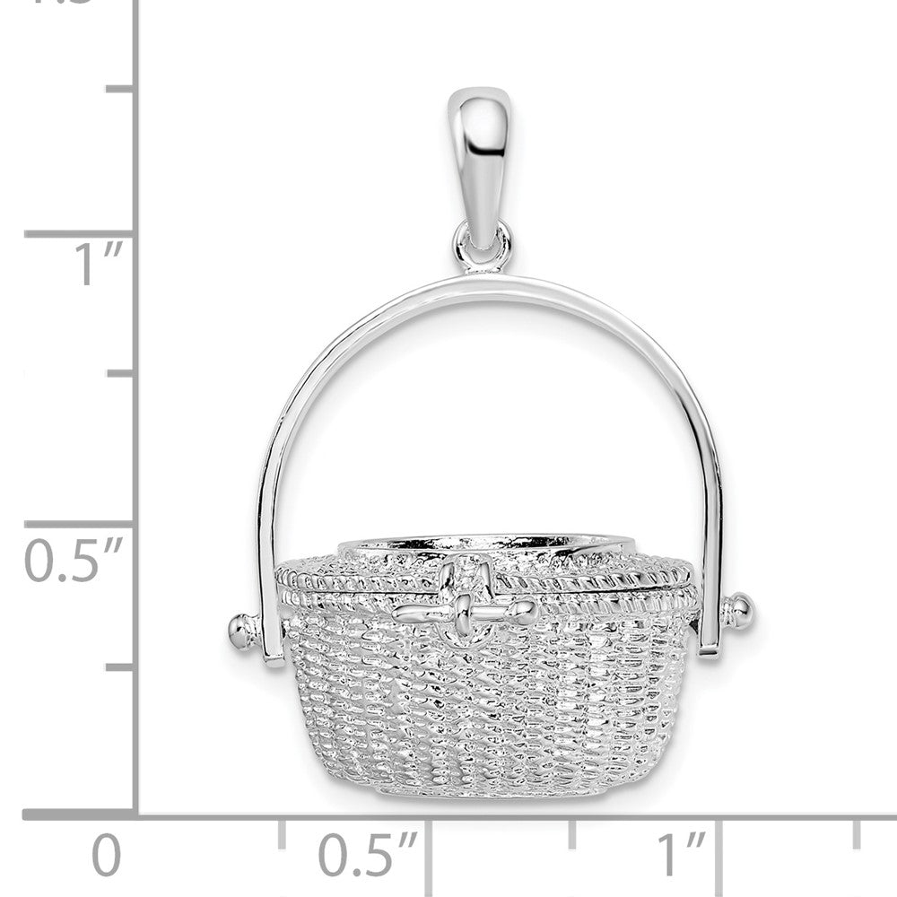 Sterlingsilber De-ani Rhodiniert Beweglich 3d Nantucket Korb Anhänger
