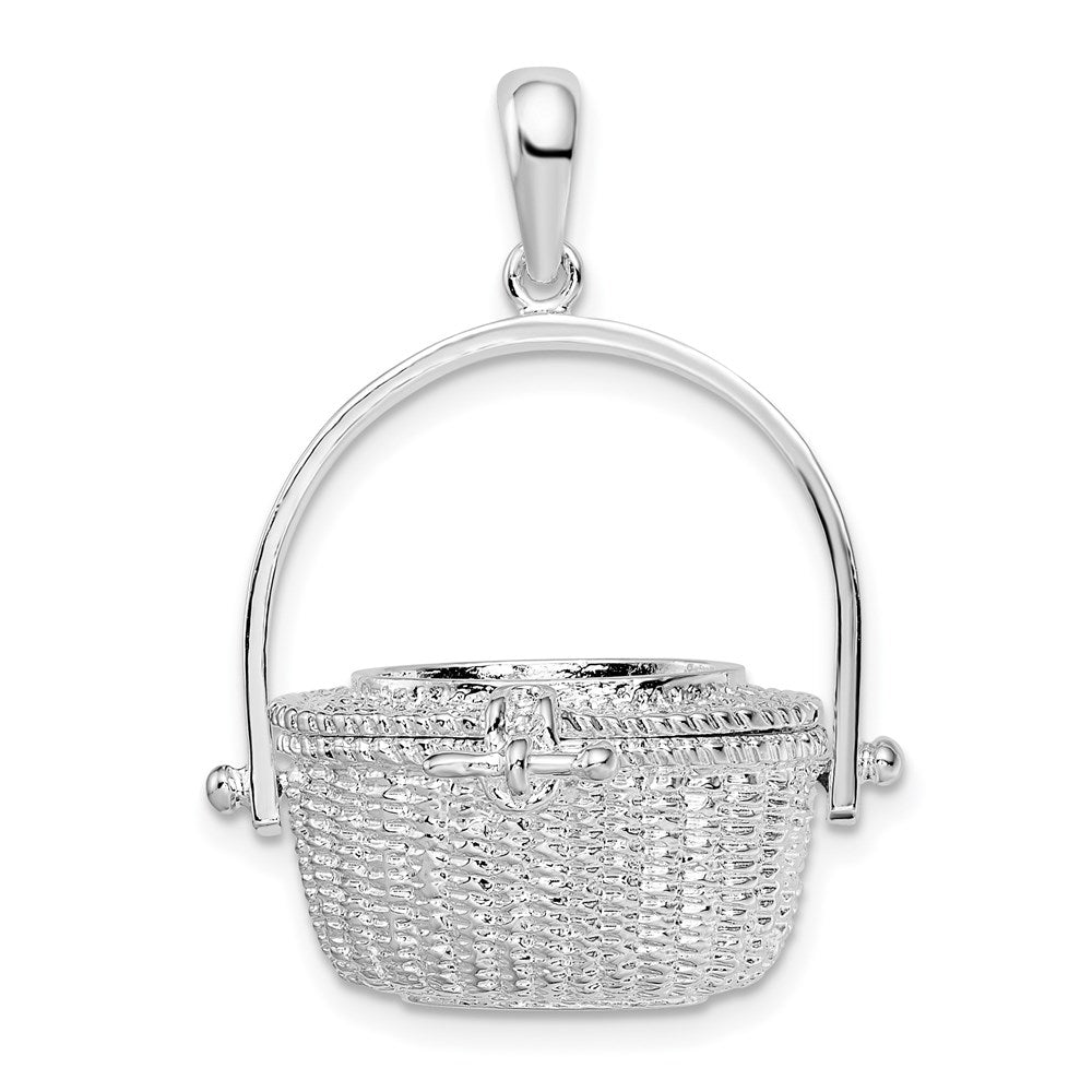 Sterlingsilber De-ani Rhodiniert Beweglich 3d Nantucket Korb Anhänger