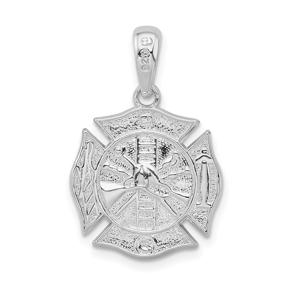 Sterlingsilber De-ani Rhodiniert Poliert Wendbar Fireman Medaille Anhänger