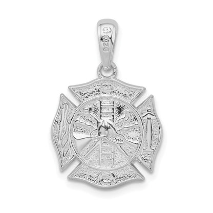 Sterlingsilber De-ani Rhodiniert Poliert Wendbar Fireman Medaille Anhänger