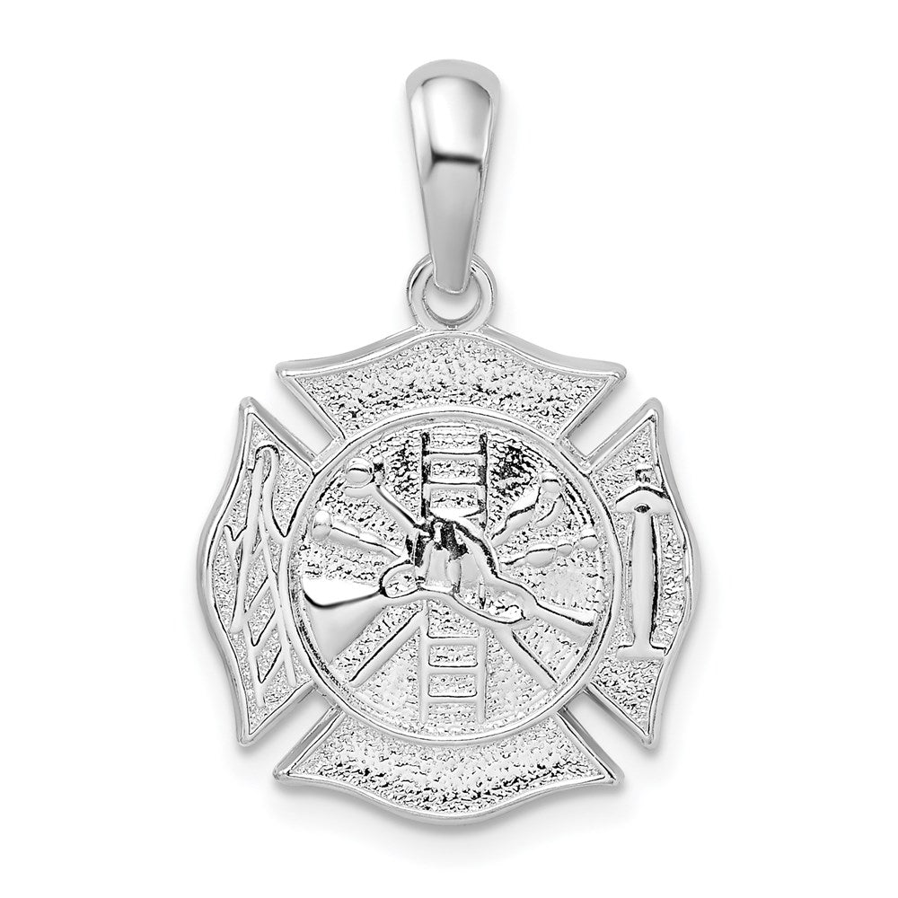Sterlingsilber De-ani Rhodiniert Poliert Wendbar Fireman Medaille Anhänger