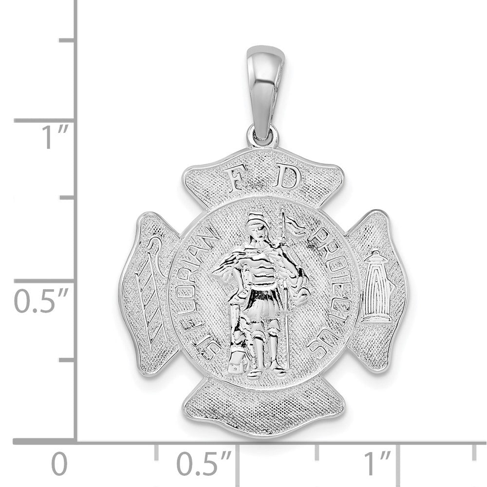 Sterlingsilber De-ani Rhodiniert St. Florian Feuer Department Medaille Anhänger