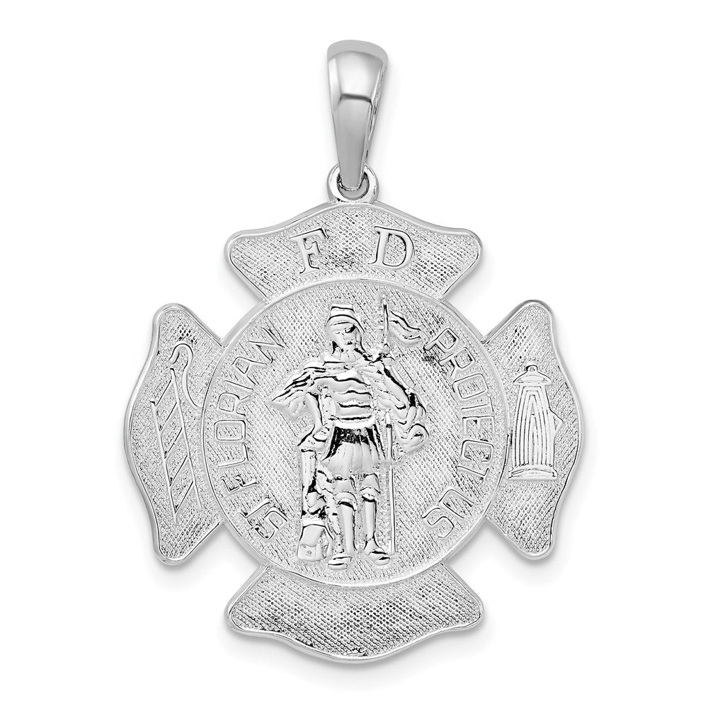 Sterlingsilber De-ani Rhodiniert St. Florian Feuer Department Medaille Anhänger