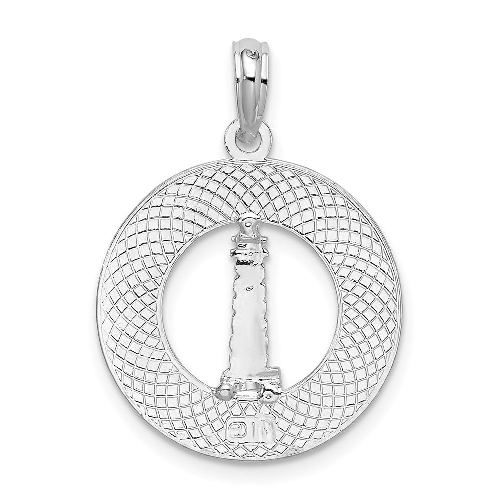 Sterlingsilber De-ani Rhodiniert Kennebunkport Kreis mit Leuchtturm Anhänger