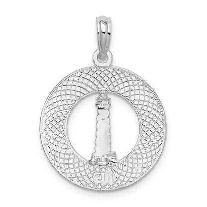 Sterlingsilber De-ani Rhodiniert Kennebunkport Kreis mit Leuchtturm Anhänger