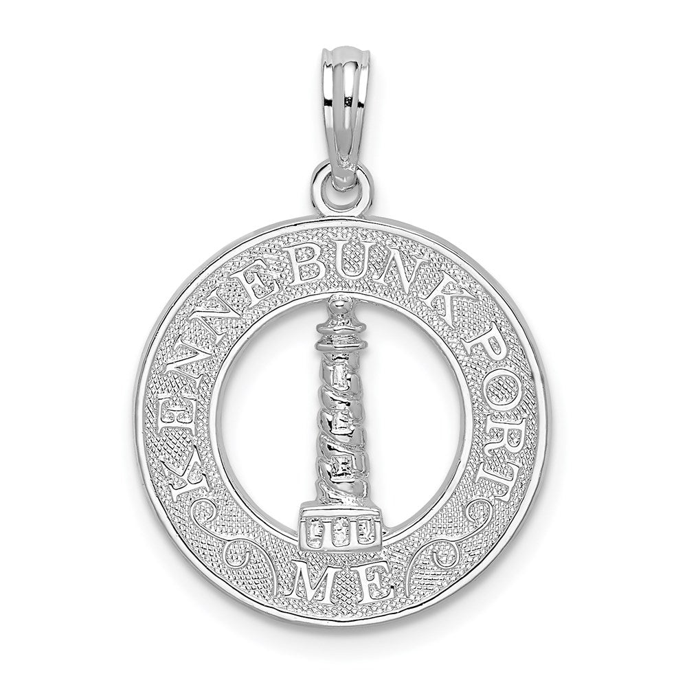 Sterlingsilber De-ani Rhodiniert Kennebunkport Kreis mit Leuchtturm Anhänger