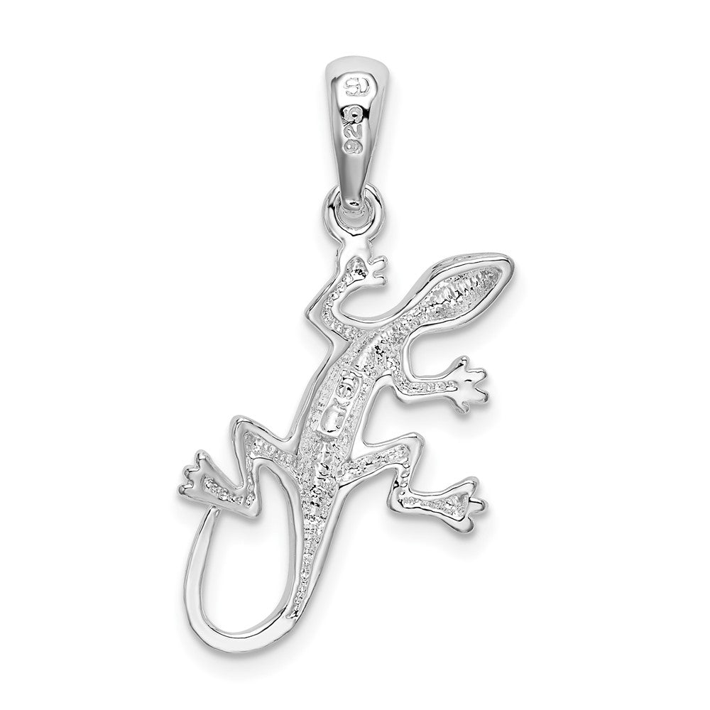 Sterlingsilber De-ani Rhodiniert Poliert Gecko Anhänger