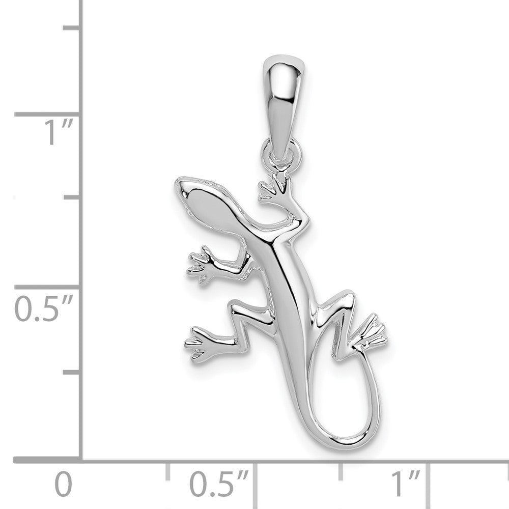 Sterlingsilber De-ani Rhodiniert Poliert Gecko Anhänger