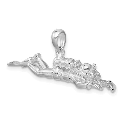 Sterlingsilber De-ani Rhodiniert Poliert 3d Male Scuba Diver Anhänger