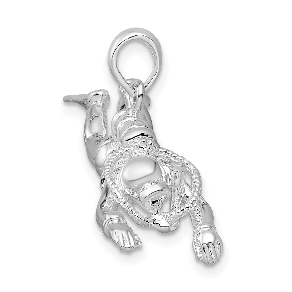 Sterlingsilber De-ani Rhodiniert Poliert 3d Female Scuba Diver Anhänger