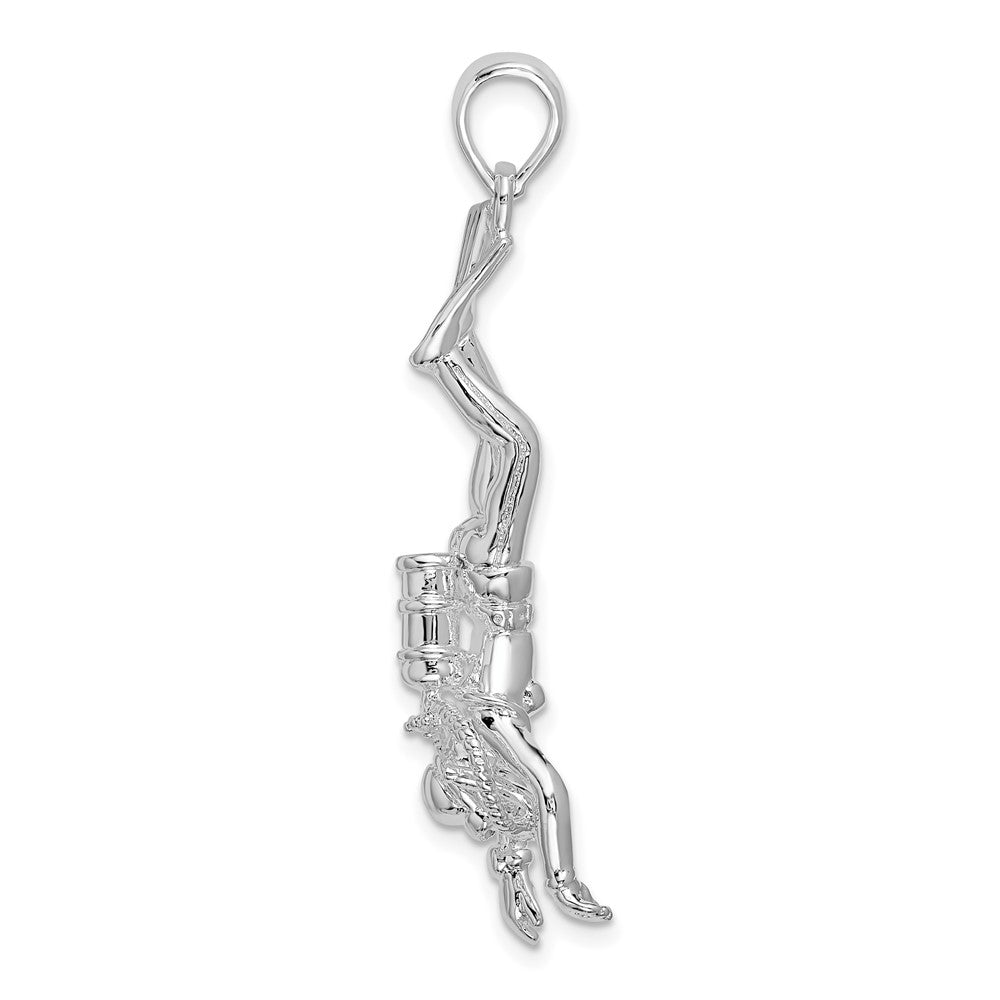 Sterlingsilber De-ani Rhodiniert Poliert 3d Female Scuba Diver Anhänger