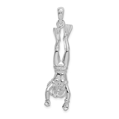 Sterlingsilber De-ani Rhodiniert Poliert 3d Female Scuba Diver Anhänger