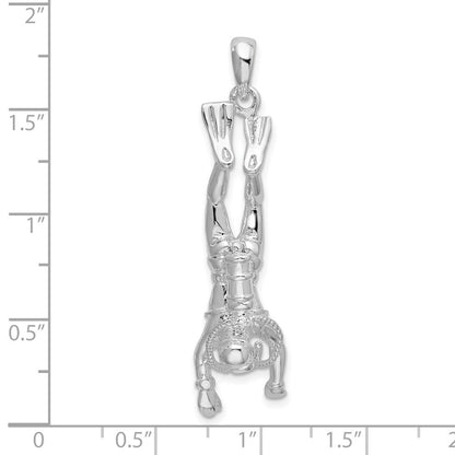 Sterlingsilber De-ani Rhodiniert Poliert 3d Female Scuba Diver Anhänger