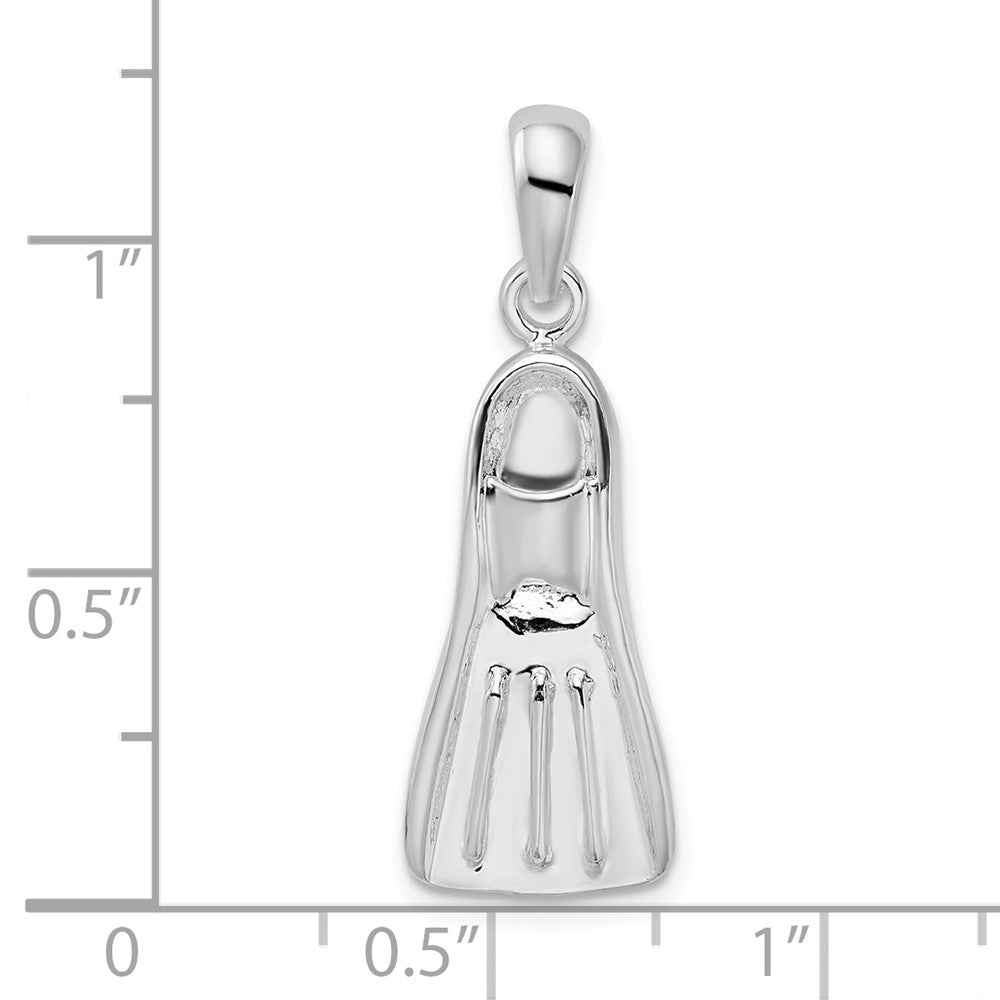 Sterlingsilber De-ani Rhodiniert Poliert 3d Scuba Flipper Anhänger