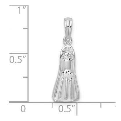 Sterlingsilber De-ani Rhodiniert Poliert 3d Scuba Flipper Anhänger