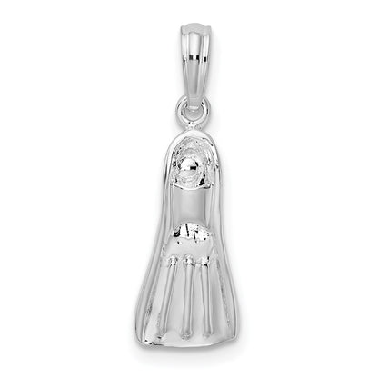 Sterlingsilber De-ani Rhodiniert Poliert 3d Scuba Flipper Anhänger