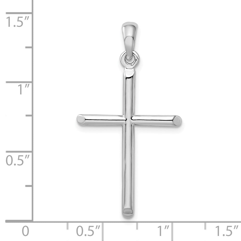 Sterlingsilber De-ani Rhodiniert 3d Cylinder mit Abgeschrägt Ends Kreuz Anhänger