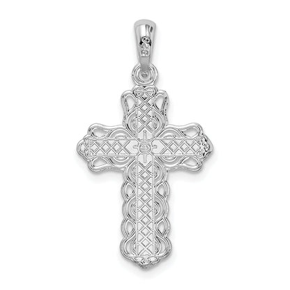 Sterlingsilber De-ani Poliert Lace-edge Kreuz Anhänger