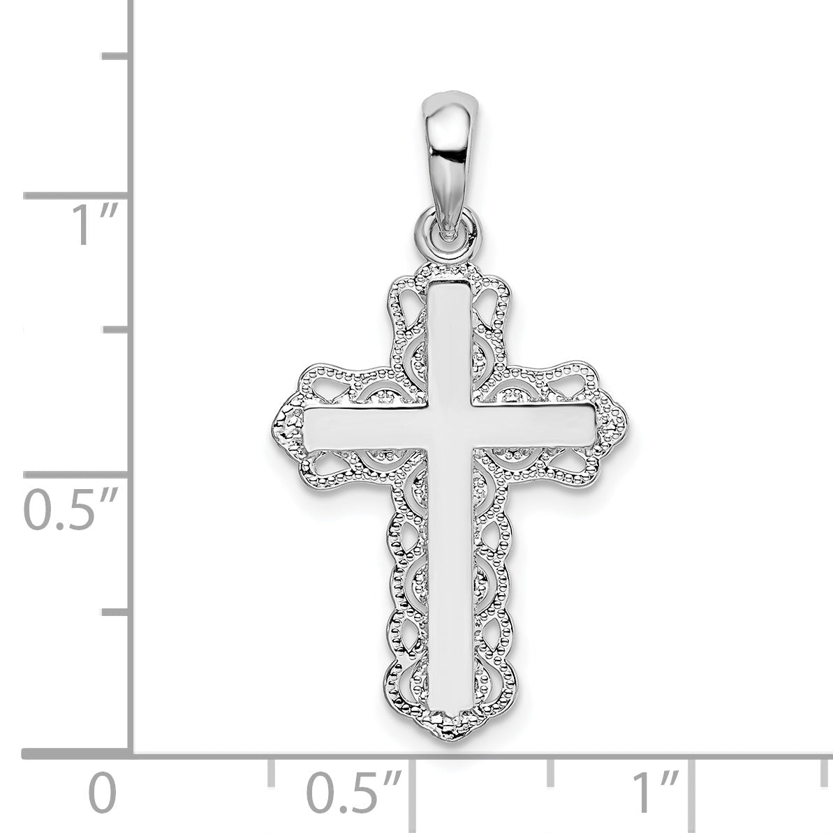 Sterlingsilber De-ani Poliert Lace-edge Kreuz Anhänger