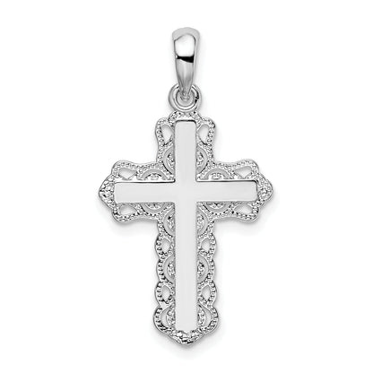 Sterlingsilber De-ani Poliert Lace-edge Kreuz Anhänger