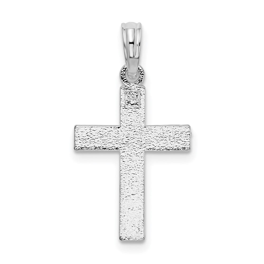 Sterlingsilber De-ani Rhodiniert All-over Diamantiert Lateinisch Kreuz Anhänger
