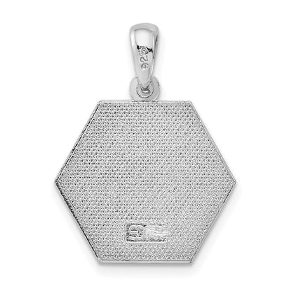 Sterlingsilber De-ani Rhodiniert Poliert Caduceus Hexagon Plättchen Anhänger