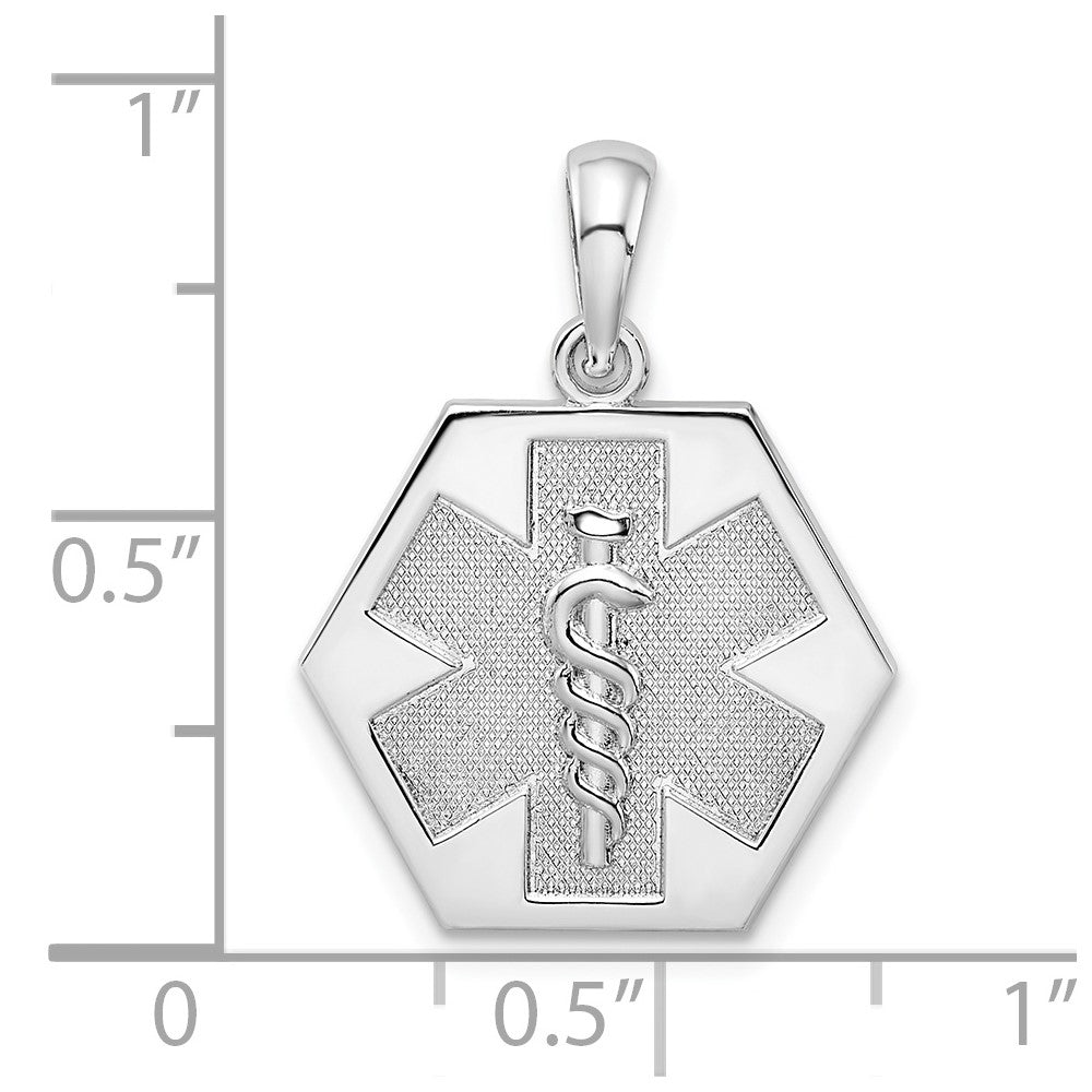 Sterlingsilber De-ani Rhodiniert Poliert Caduceus Hexagon Plättchen Anhänger