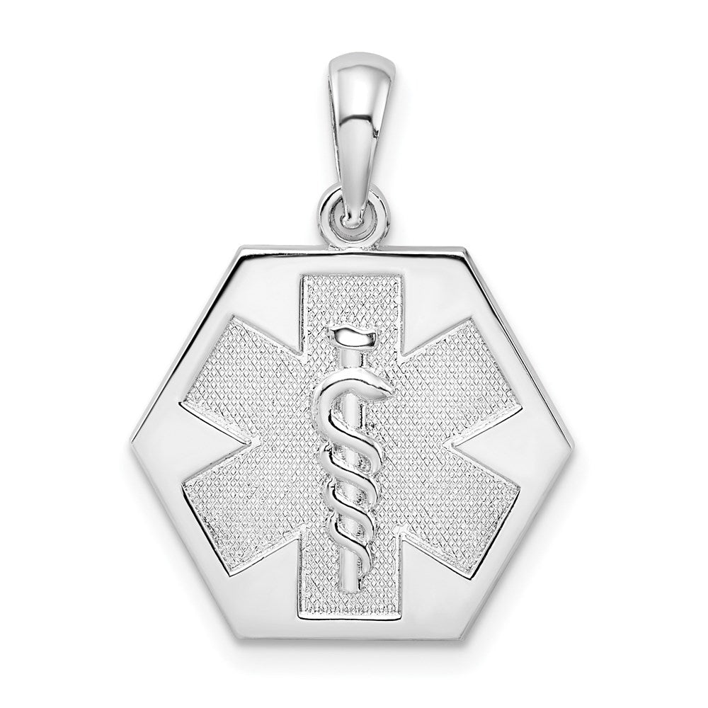 Sterlingsilber De-ani Rhodiniert Poliert Caduceus Hexagon Plättchen Anhänger
