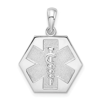 Sterlingsilber De-ani Rhodiniert Poliert Caduceus Hexagon Plättchen Anhänger