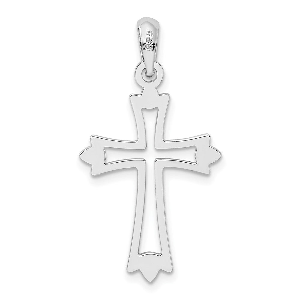 Sterlingsilber De-ani Rhodiniert Pointed Ends Ausgeschnitten Kreuz Anhänger