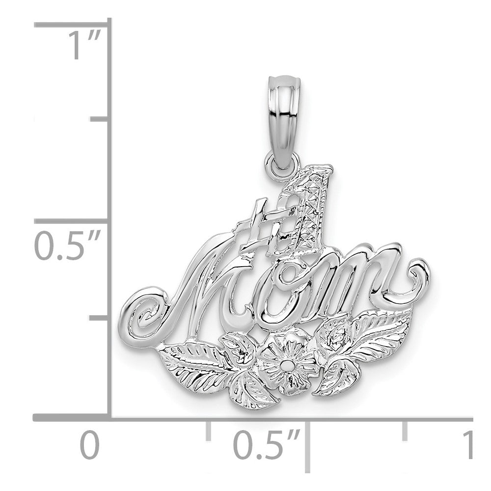 Sterlingsilber De-ani Rhodiniert Poliert #1 Mama mit Blume Anhänger