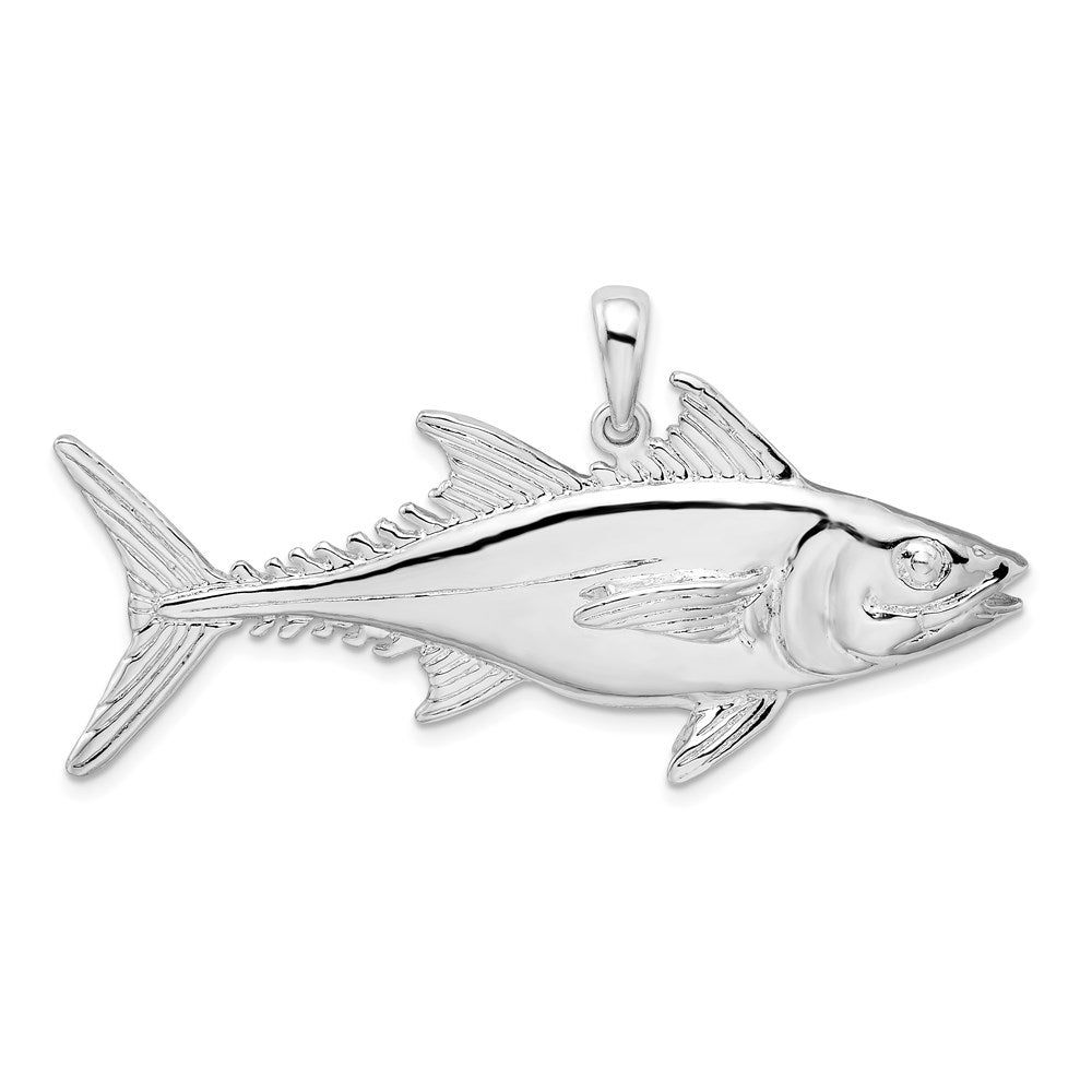 Sterlingsilber De-ani Rhodiniert Poliert Skipjack Tuna Fisch Anhänger