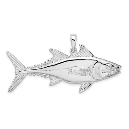 Sterlingsilber De-ani Rhodiniert Poliert Skipjack Tuna Fisch Anhänger