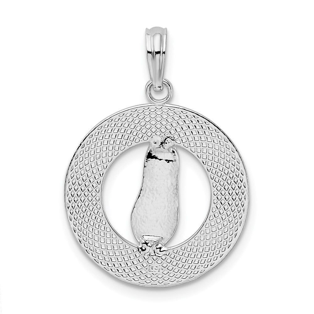 Sterlingsilber De-ani Rhodiniert Pentwater Michigan Kreis mit Flip Flop Anhänger
