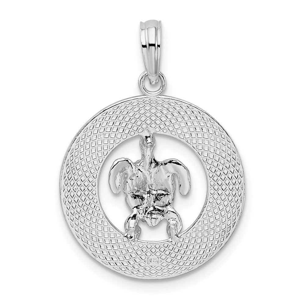 Sterlingsilber De-ani Rhodiniert Pentwater Michigan Kreis mit Schildkröte Anhänger