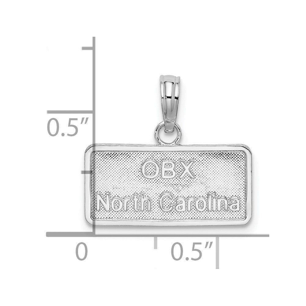 Sterlingsilber De-ani Rhodiniert Obx North Carolina License Platte Anhänger