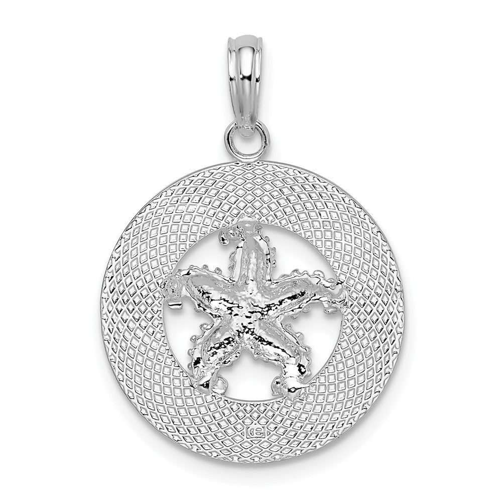 Sterlingsilber De-ani Rhodiniert Port Aransas Kreis mit Seestern Anhänger