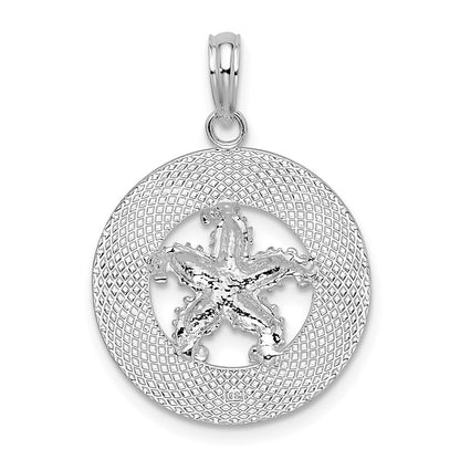 Sterlingsilber De-ani Rhodiniert Port Aransas Kreis mit Seestern Anhänger