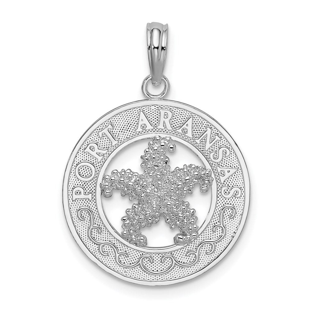 Sterlingsilber De-ani Rhodiniert Port Aransas Kreis mit Seestern Anhänger