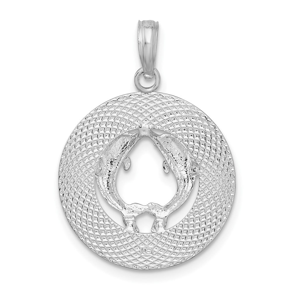 Sterlingsilber De-ani Rhodiniert Port Aransas Kreis mit Dolphins Anhänger