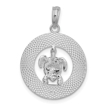Sterlingsilber De-ani Rhodiniert Port Aransas Kreis mit Schildkröte Anhänger