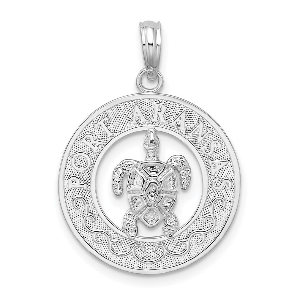 Sterlingsilber De-ani Rhodiniert Port Aransas Kreis mit Schildkröte Anhänger